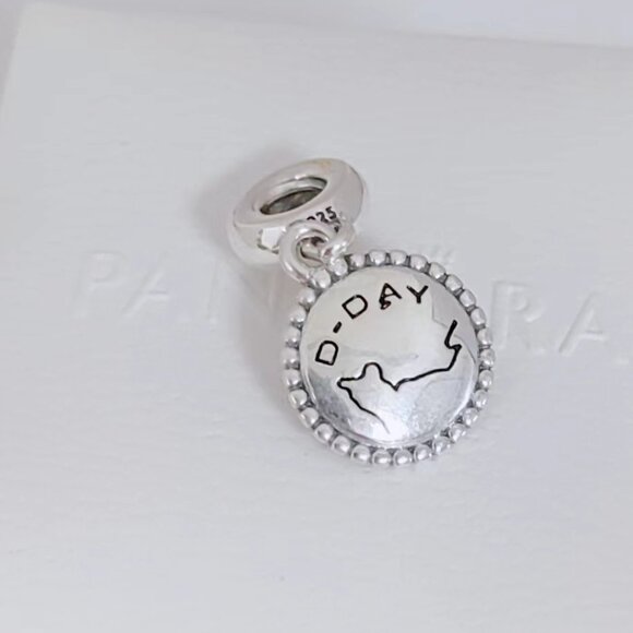 Pandora Dangle D-Day Normandy Landings Personalised Charm Map Charm with box - Picture 5 of 7